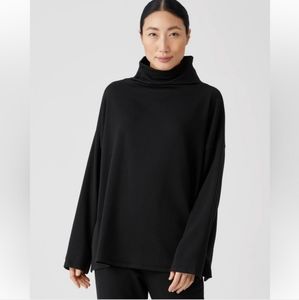 NWT Eileen Fisher Cozy Brushed Terry Funnel Neck Box-Top